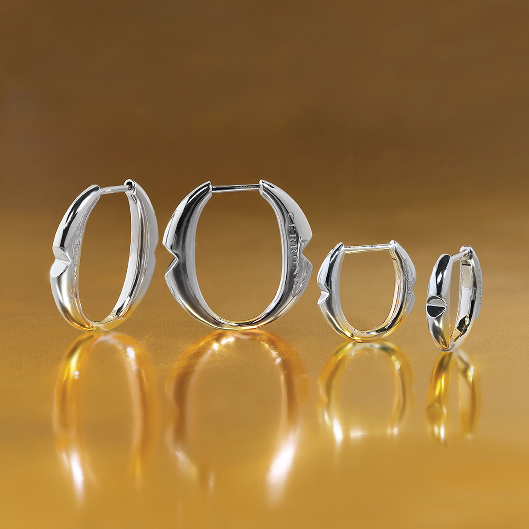 18ct White gold small ‘O’ hoop earrings from the Iconica Collection