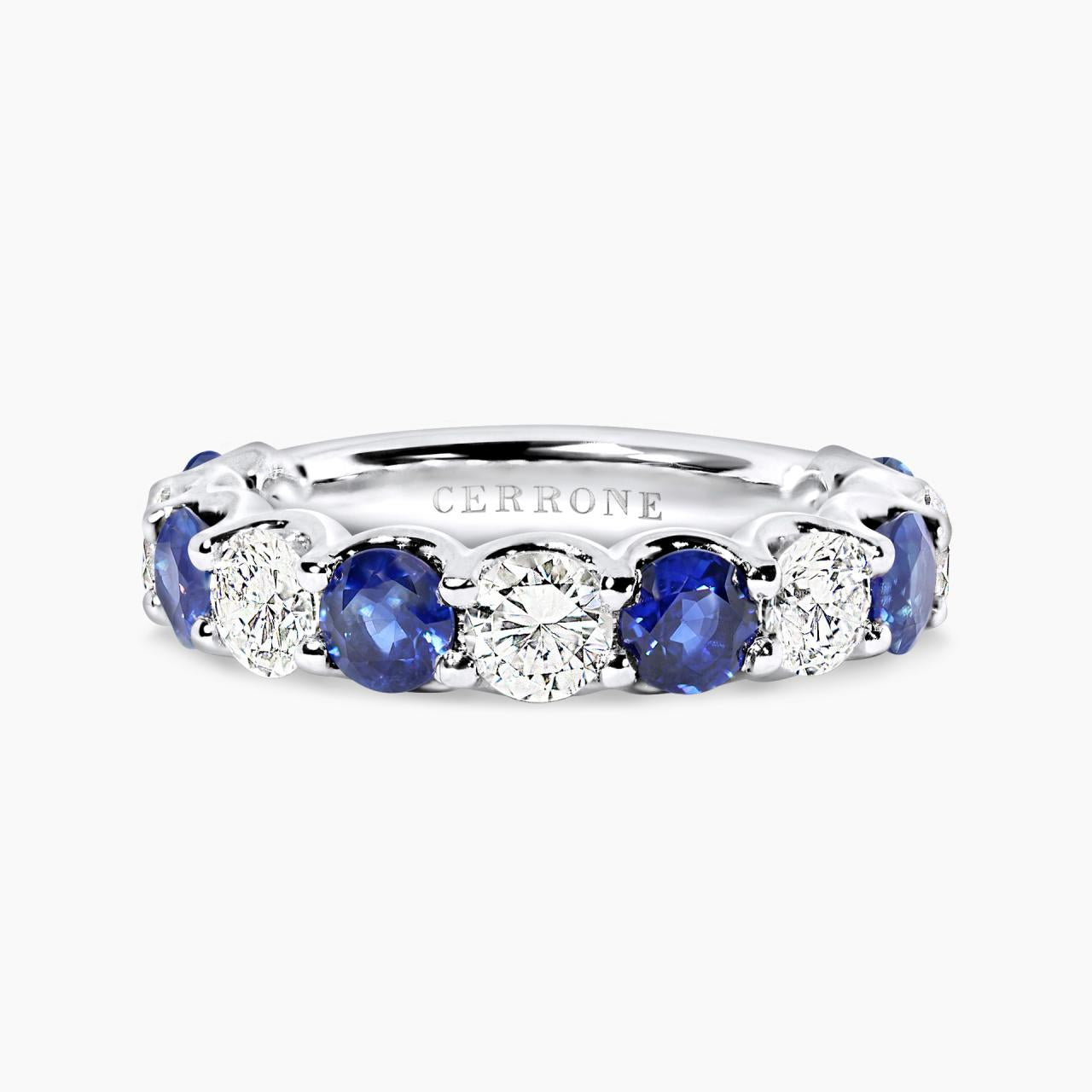 18ct white gold round sapphire and diamond ring – House of Cerrone