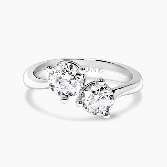 18ct white gold 0.80ct F SI1 round and 0.60ct F SI1 round brilliant cut diamond ring