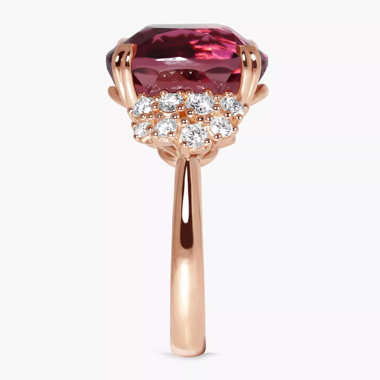 ‘THE BUSALLA ROSE’ 18ct rose gold 11.02ct oval pink tourmaline & diamond ring