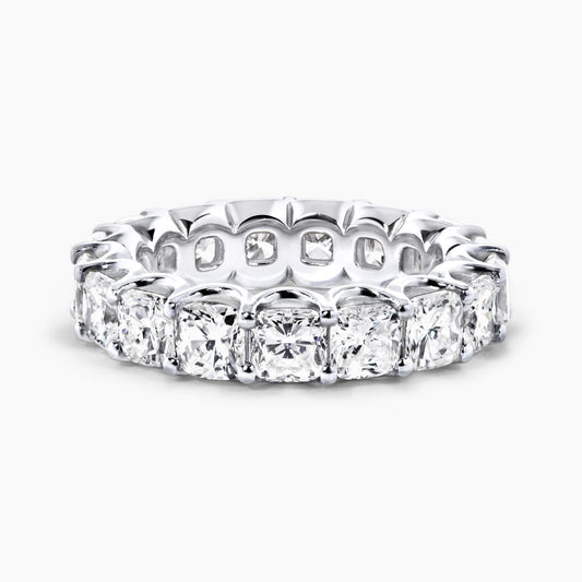 Platinum cushion cut diamond full circle ring
