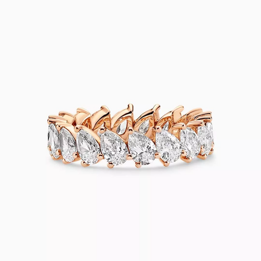 18ct rose gold pear shaped diamond full circle ring