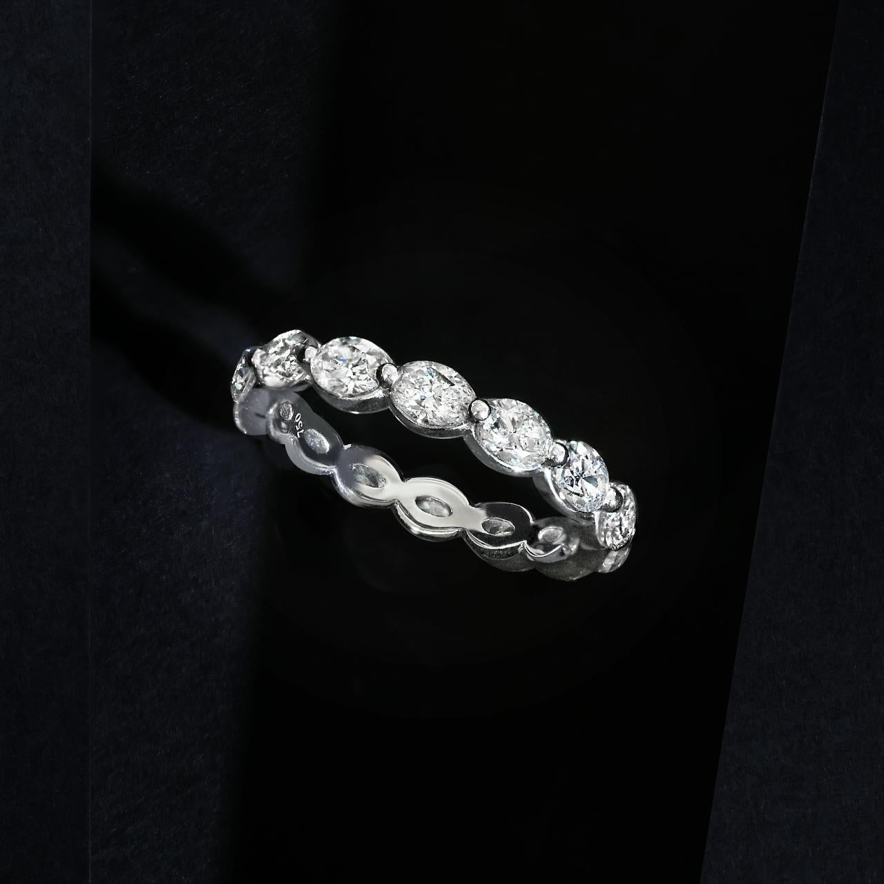 18ct white gold oval brilliant cut full circle diamond band