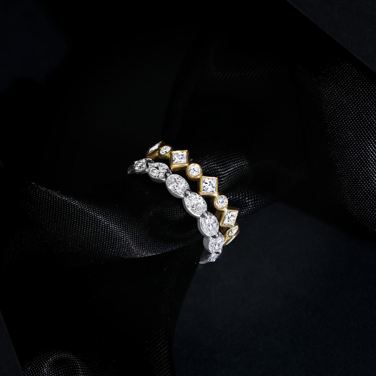 18ct white gold oval brilliant cut full circle diamond band