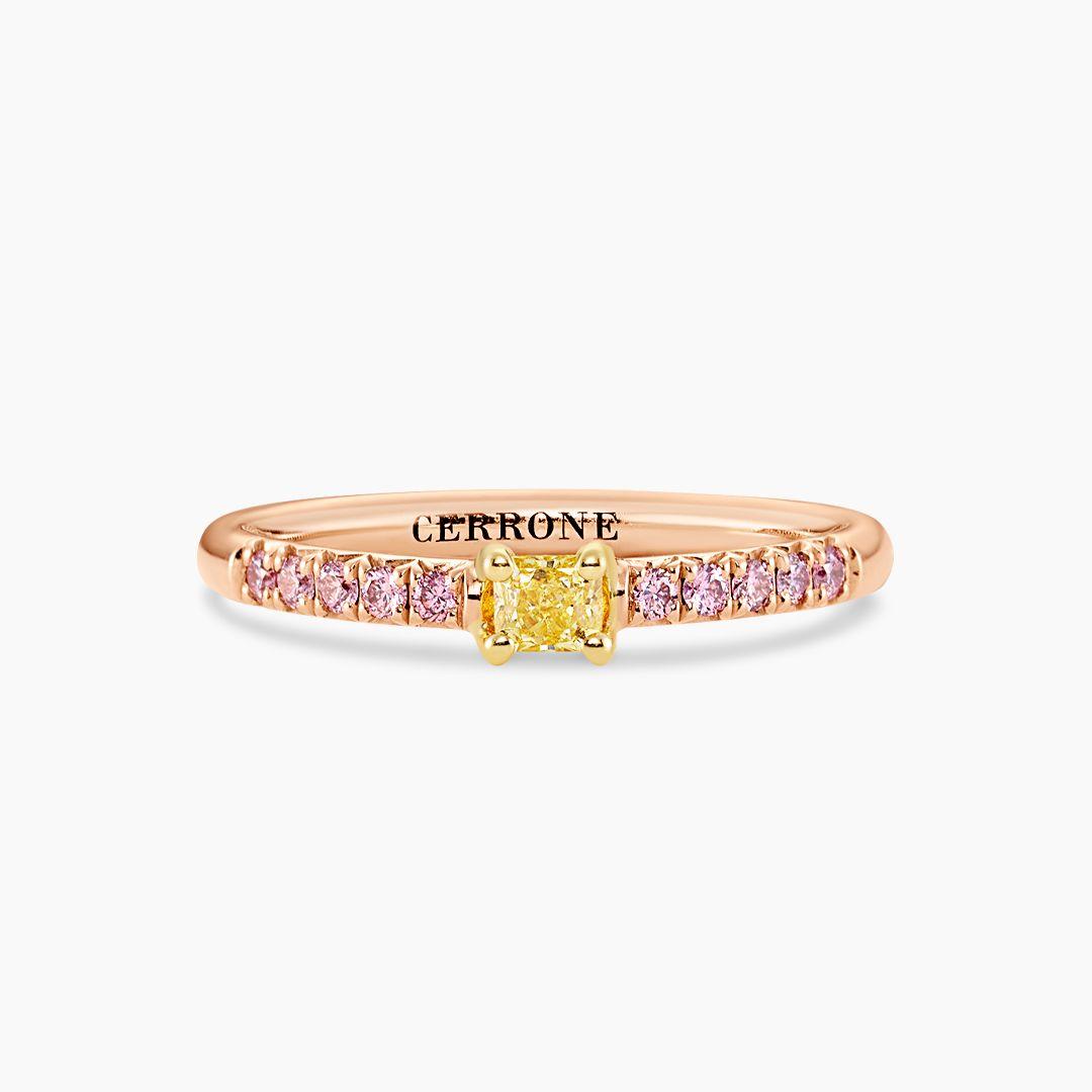 18ct rose and yellow gold Australian pink and yellow diamond ring