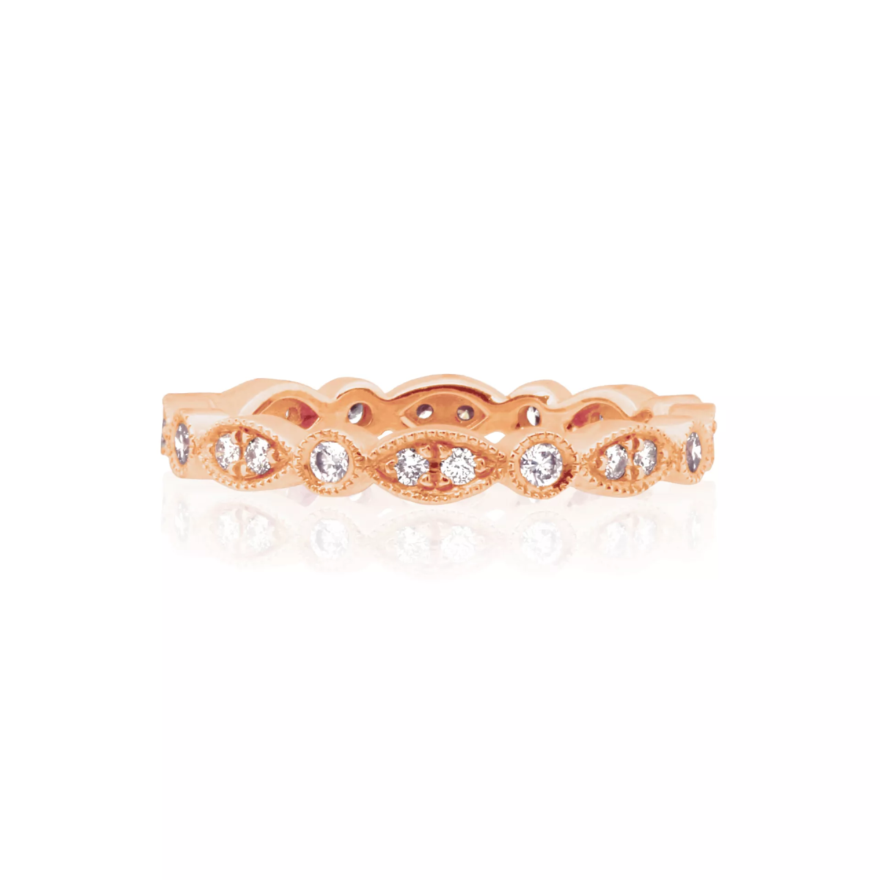 18ct rose gold round brilliant cut diamond shaped ring