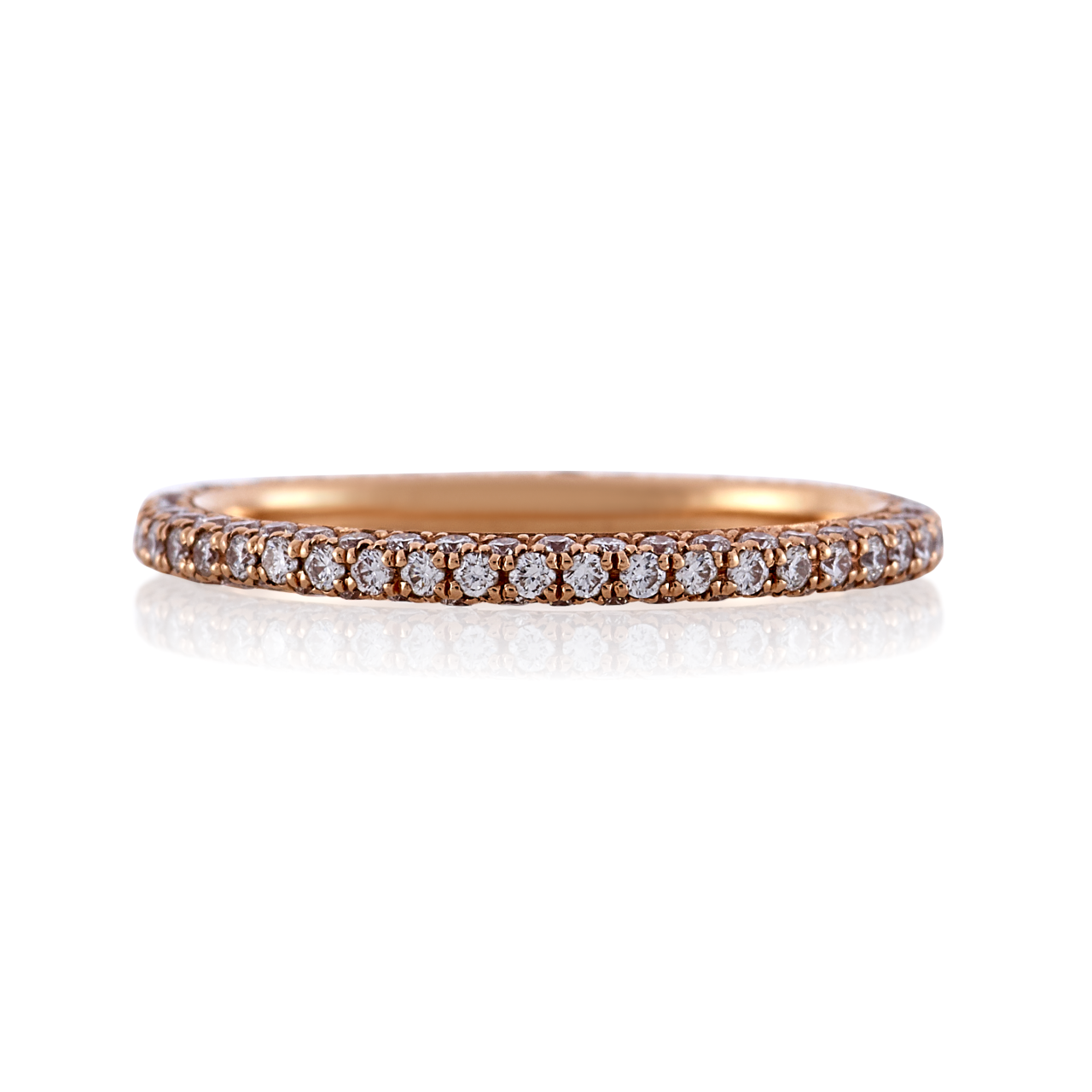 18ct rose gold round brilliant cut diamond micropave set ring
