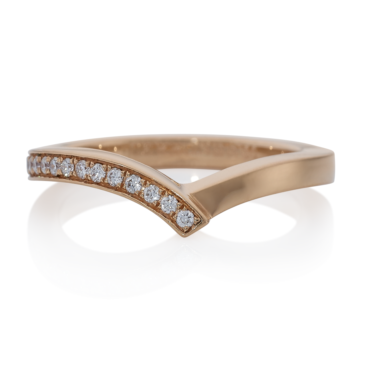 18ct rose gold 17=0.12ct round brilliant cut diamonds shaped ring