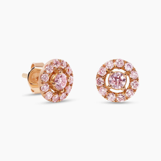 18ct rose gold round brilliant cut Argyle pink diamond stud earrings