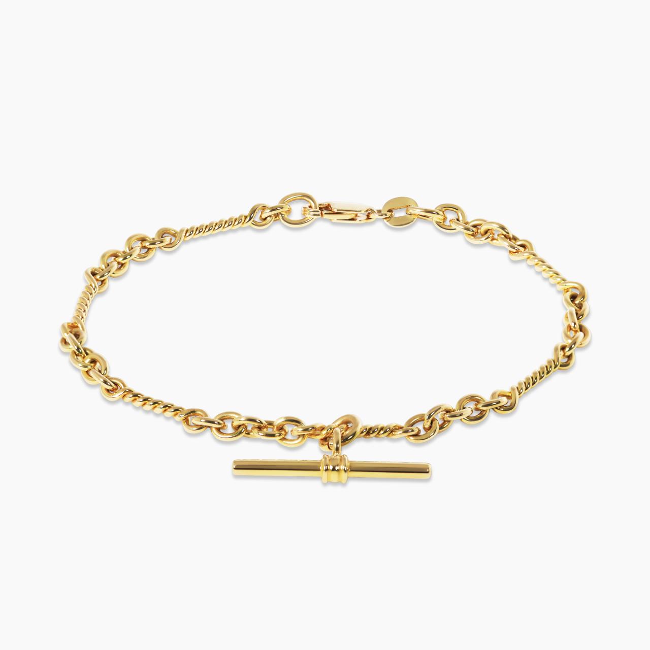 18ct Yellow Gold Fob Bracelet with Twist Design Links