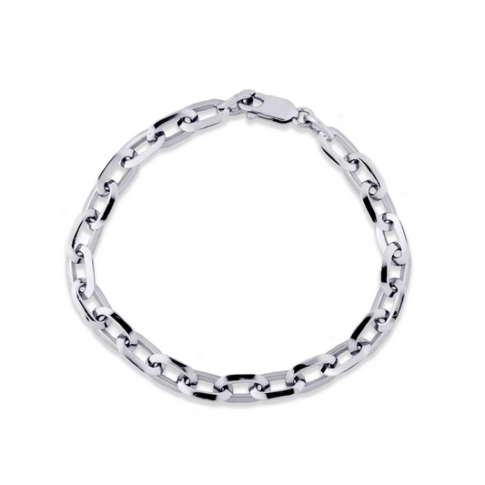 18ct white gold long faceted link bracelet
