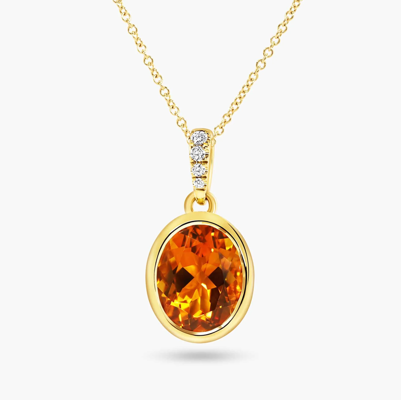 18ct yellow gold citrine and diamond pendant