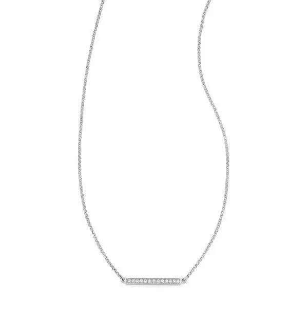 18ct white gold diamond bar necklace