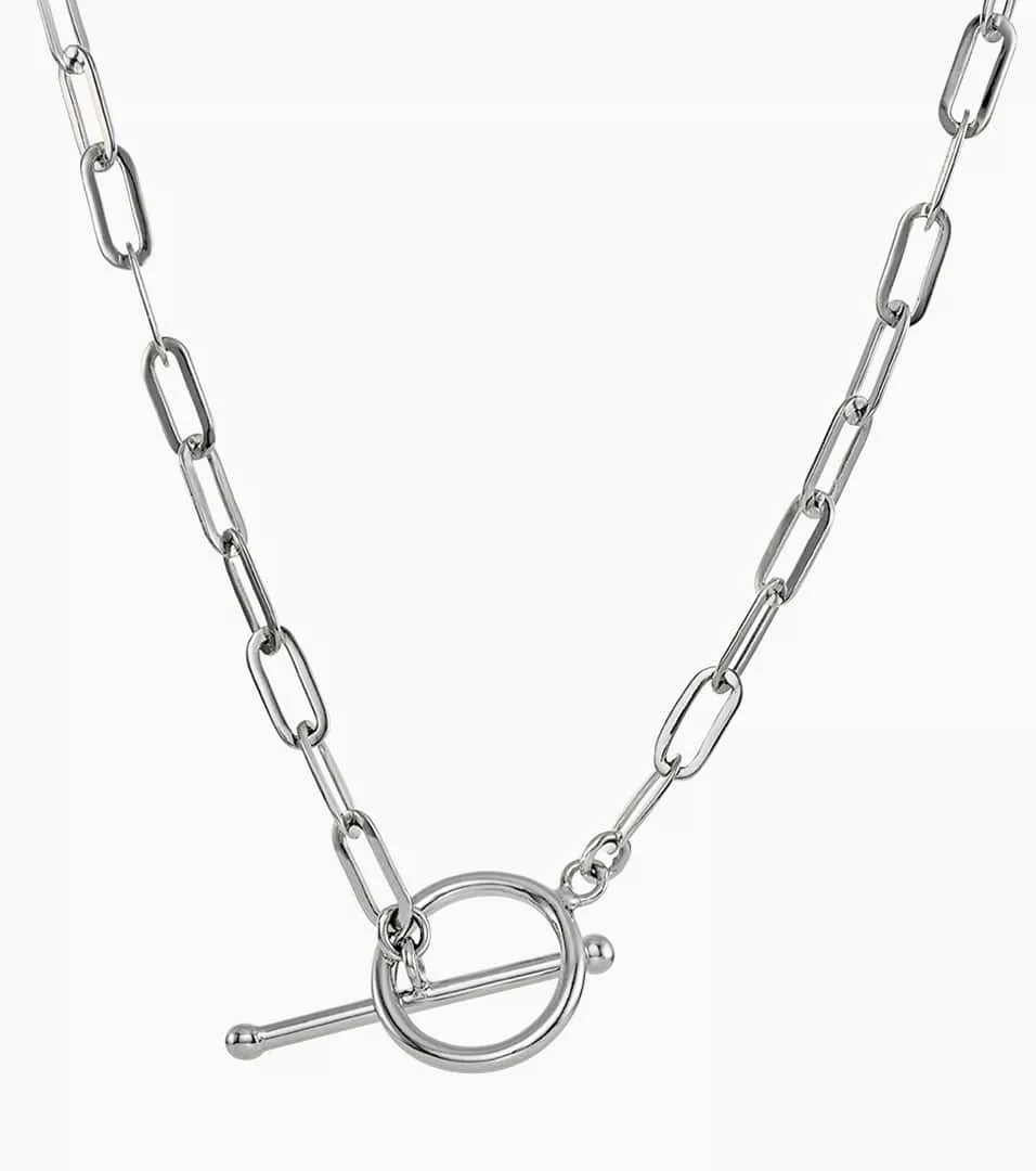 18ct white gold long link curb 55cm T-bar chain – House of Cerrone