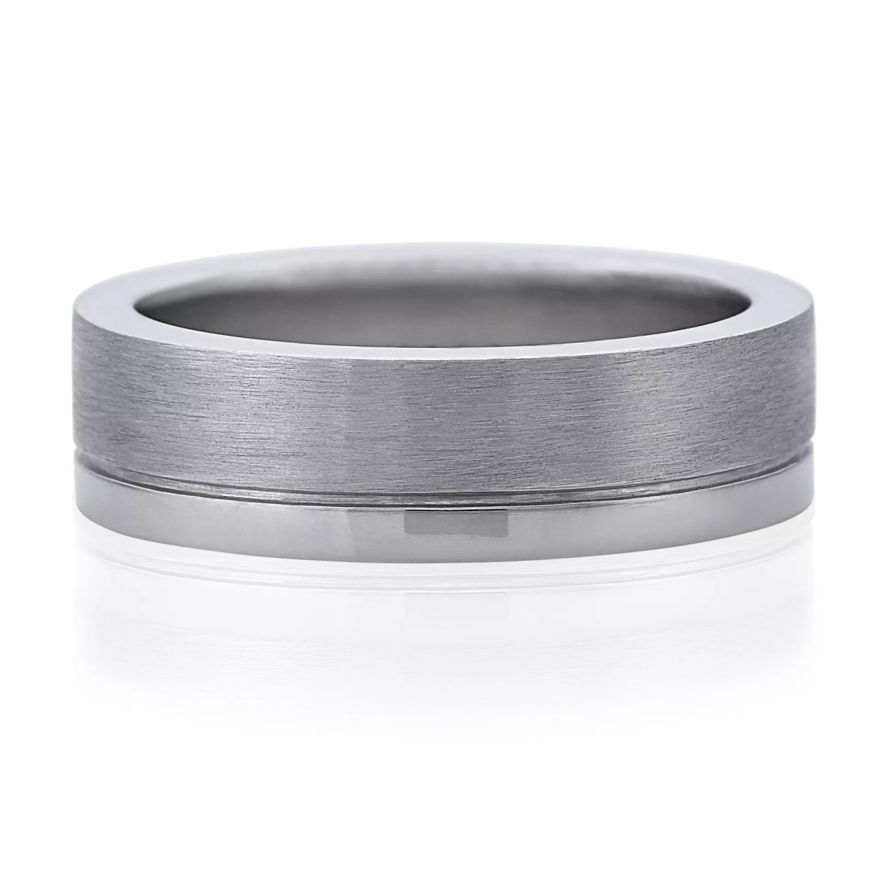 18ct white gold satin and polished finish Mens ring