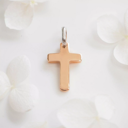 18ct white & rose gold cross pendant