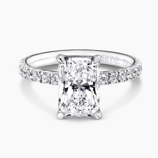 18ct white gold 2.01ct F SI1 radiant diamond ring