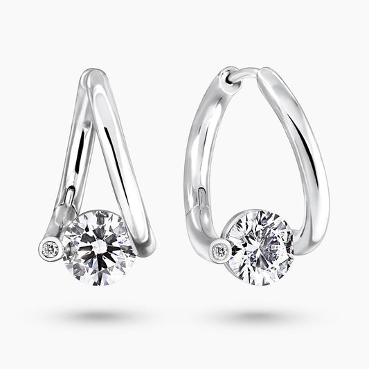 18ct white gold RBC LAB Grown Diamond hoop earrings