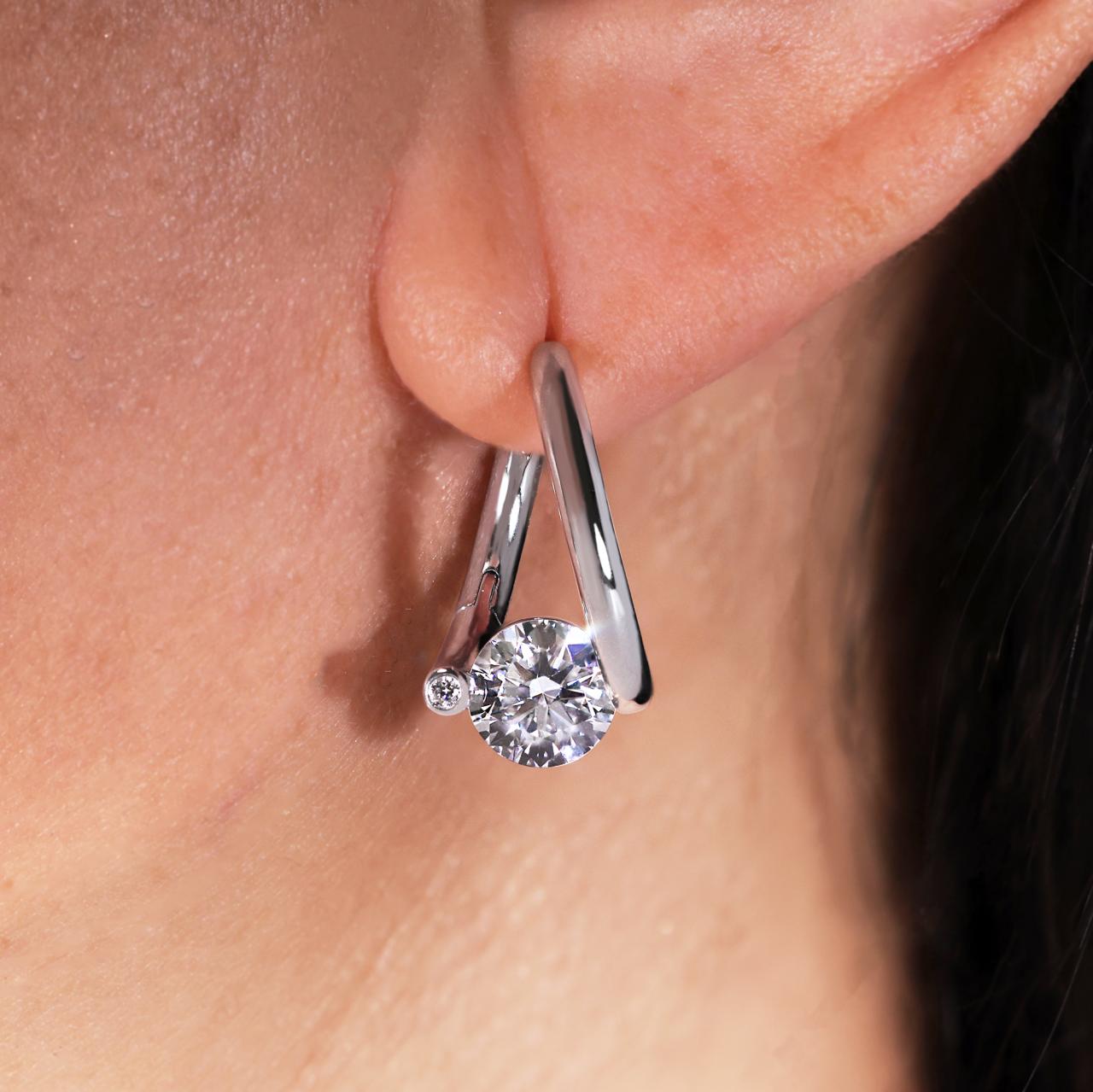 18ct white gold RBC LAB Grown Diamond hoop earrings