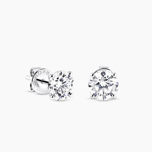 18ct white gold 2=3.10ct LAB Diamond stud earringsĀ in a four claw setting
