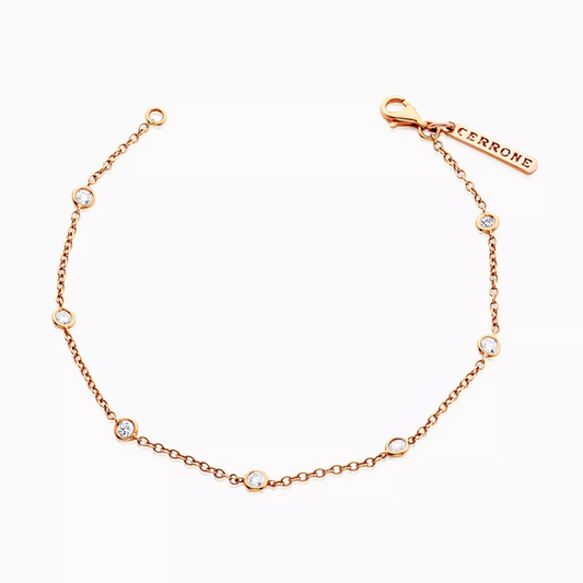 18ct rose gold 7=0.38ct bezel set diamond bracelet