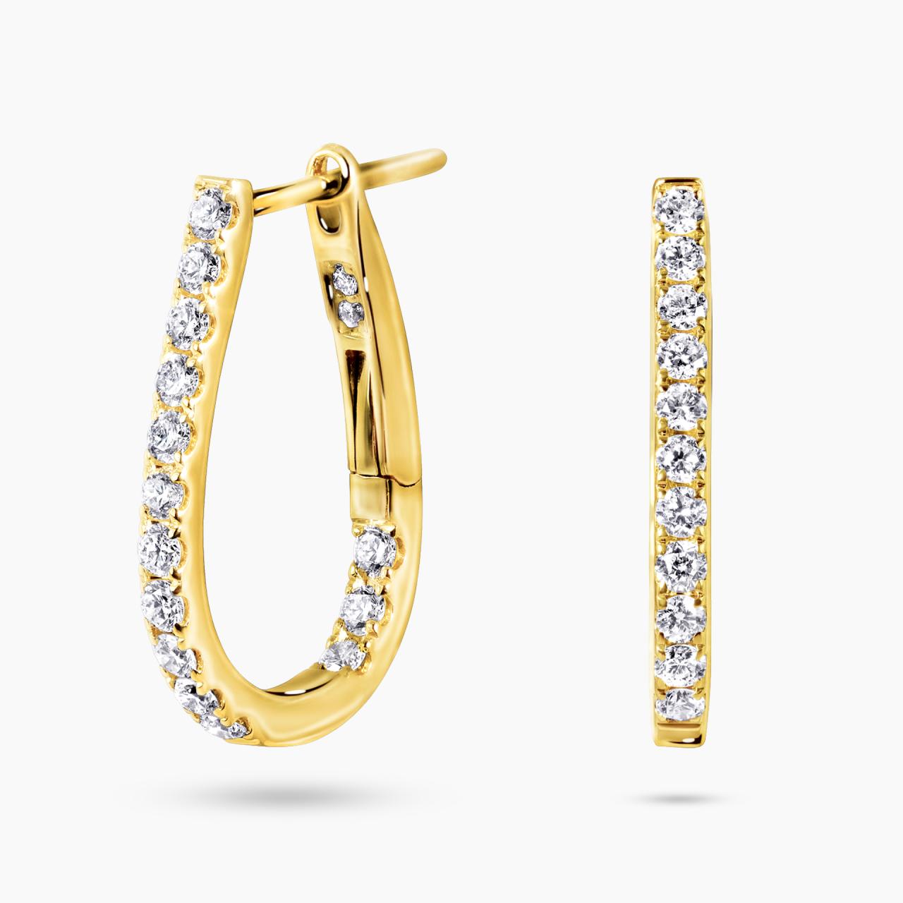 18ct yellow gold 32=0.54ct round brilliant cut diamond set hoop earrings