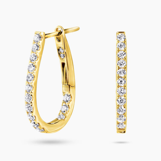 18ct yellow gold 32=0.54ct round brilliant cut diamond set hoop earrings