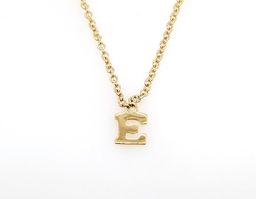 18ct yellow gold initial “E” necklace