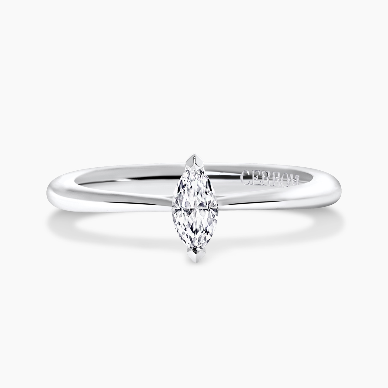 18ct white gold FG VVS VS marquise cut diamond solitaire