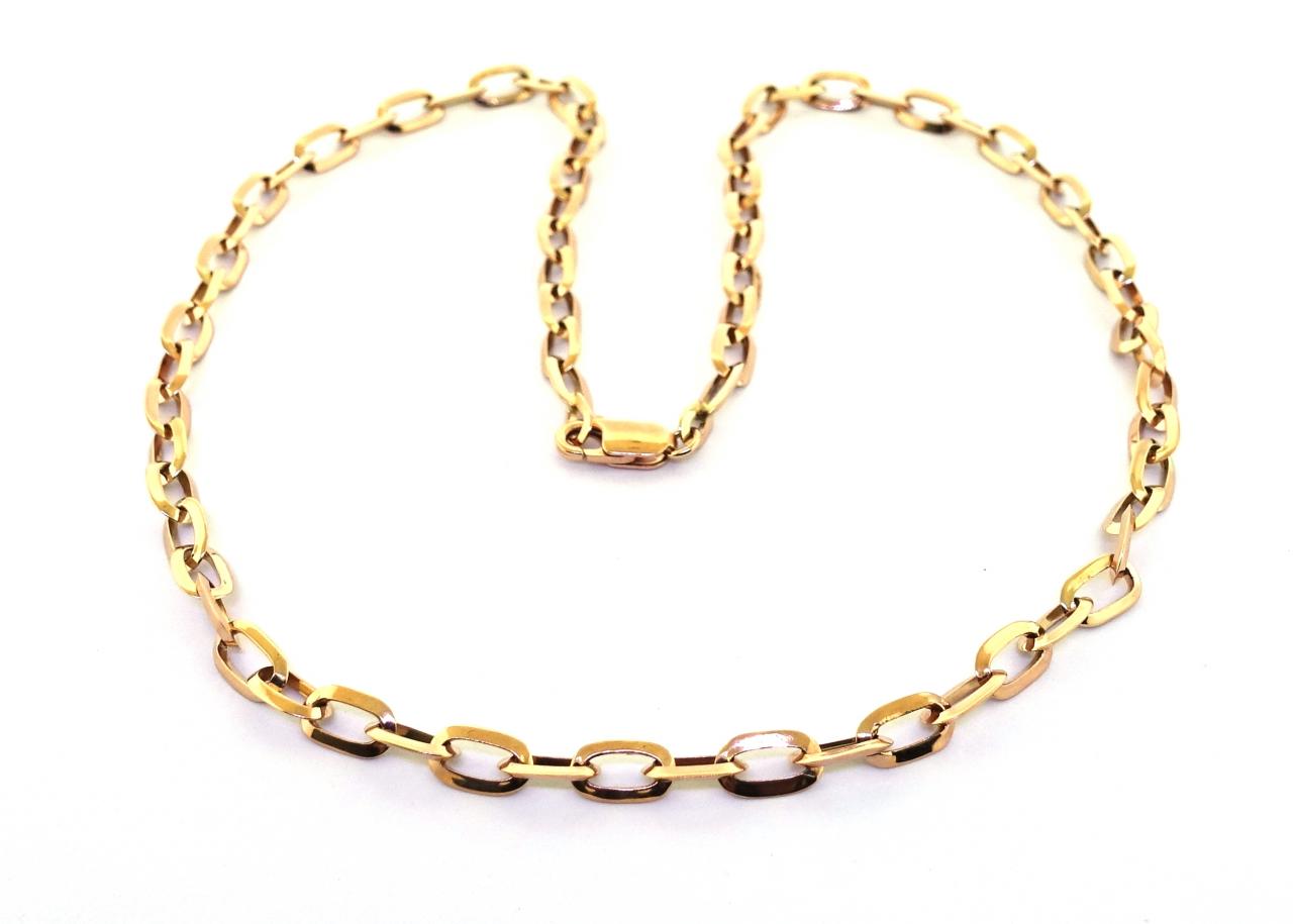 18ct rose gold faceted long link chain
