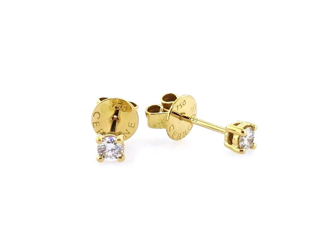 18ct yellow gold 2=0.20ct diamond stud earrings