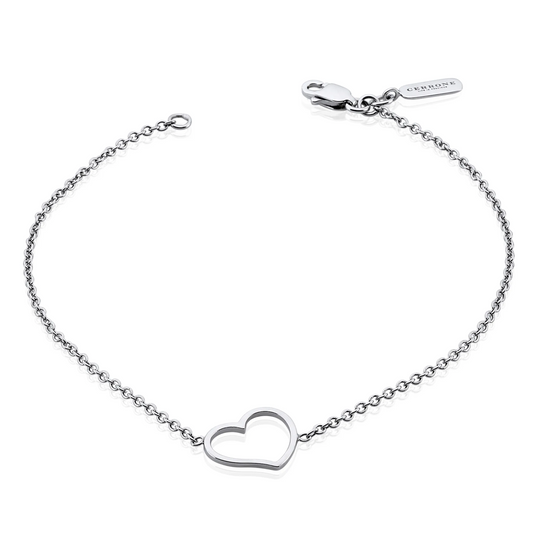 18ct white gold heart bracelet