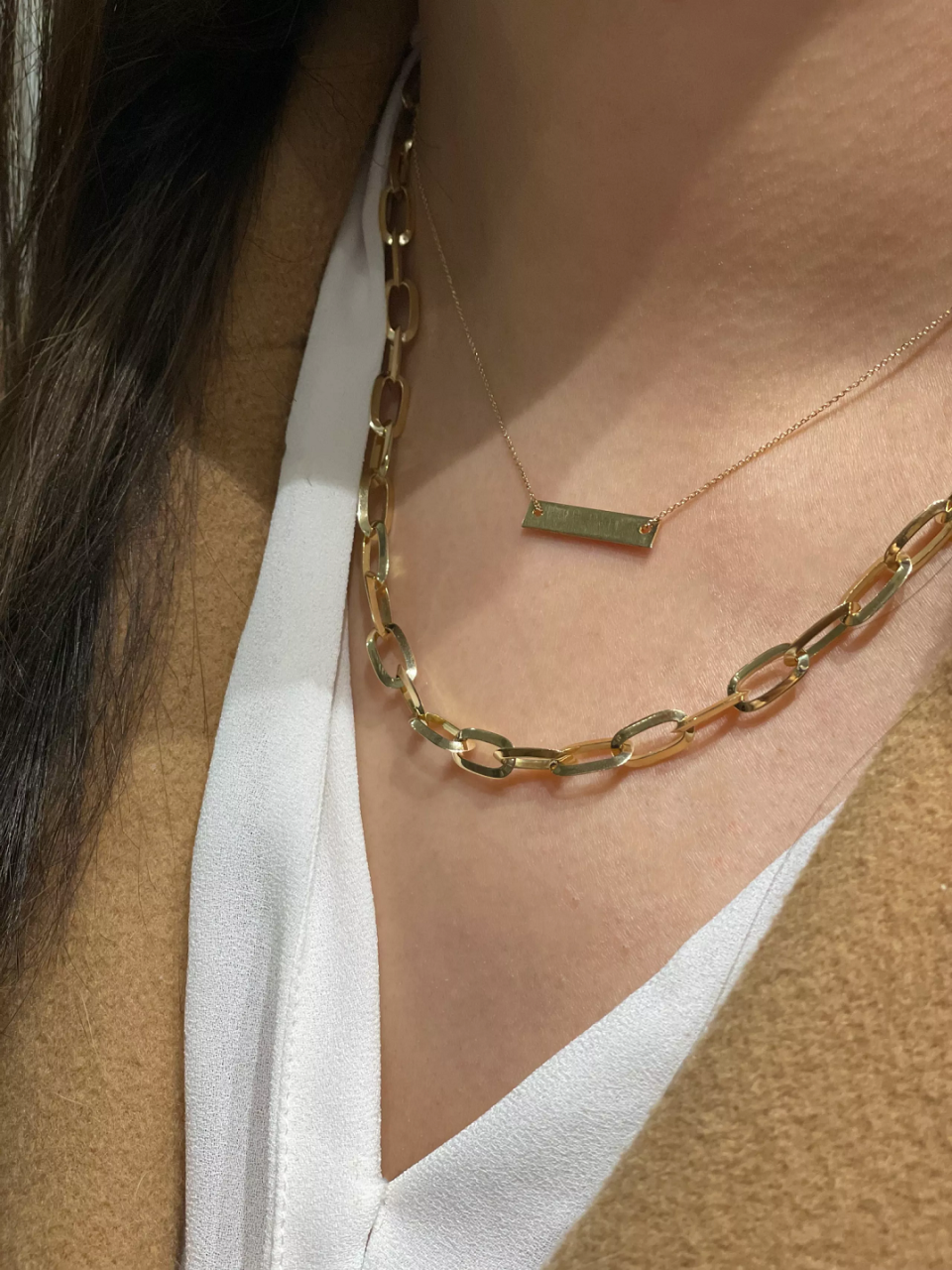 18ct yellow gold faceted long link 50cm chain