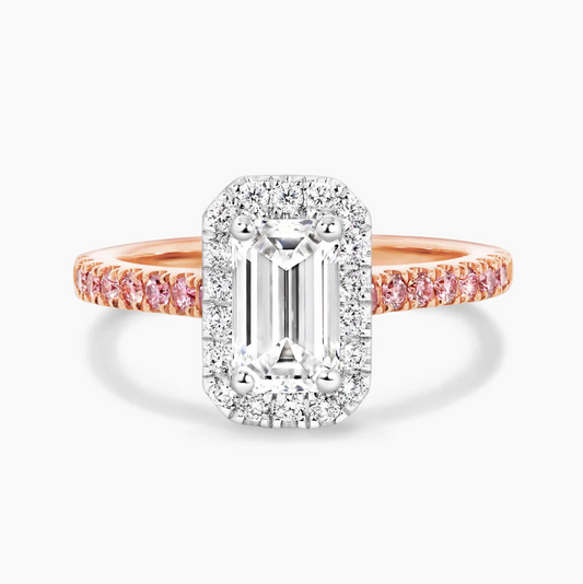 VERNAZZA - 18ct rose and white gold pink and white diamond halo ring