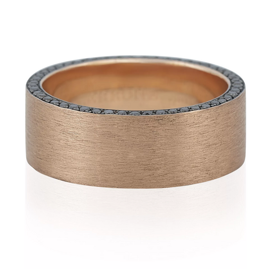 18ct rose gold 100=0.57ct black round brilliant cut diamonds Mens ring