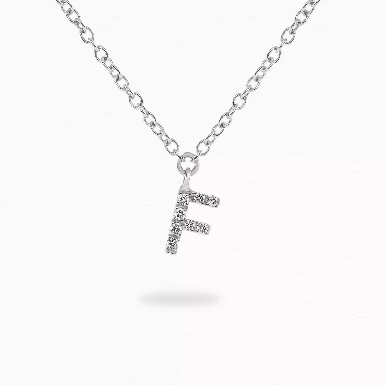 18ct white gold diamond initial ‘F’ necklace
