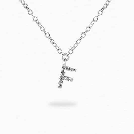 18ct white gold diamond initial ‘F’ necklace