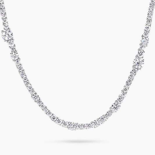 18ct white gold 11.98ct round brilliant cut diamond tennis necklace
