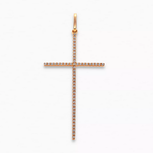 18ct rose gold diamond claw set cross pendant