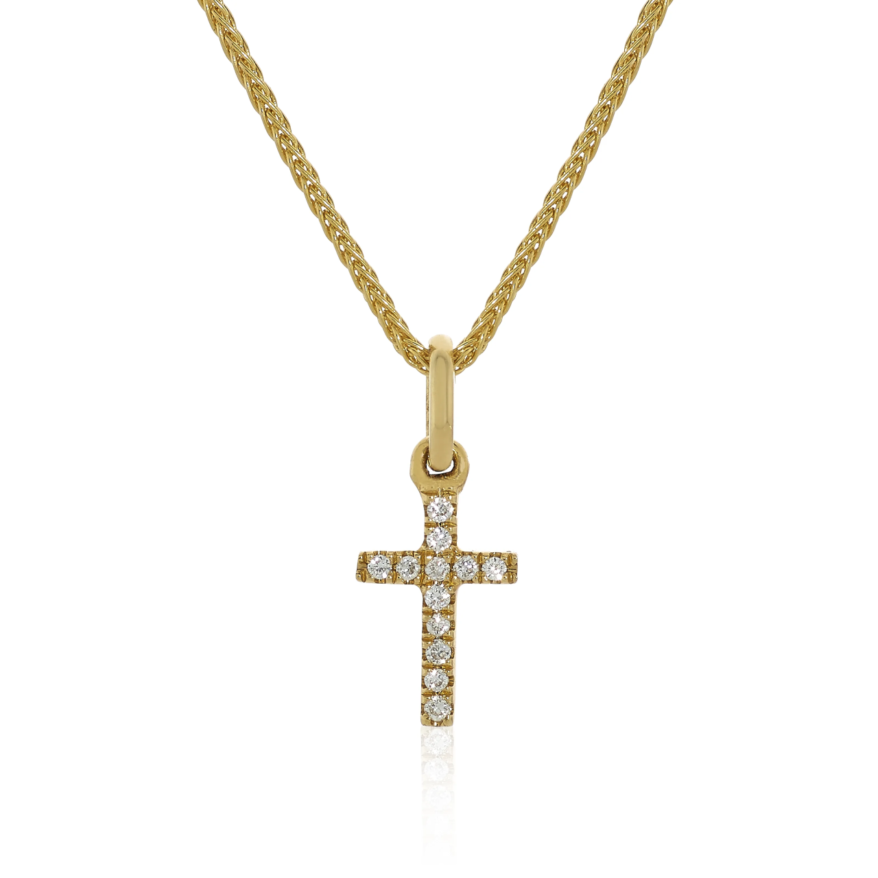 18ct yellow gold round brilliant cut diamonds small cross
