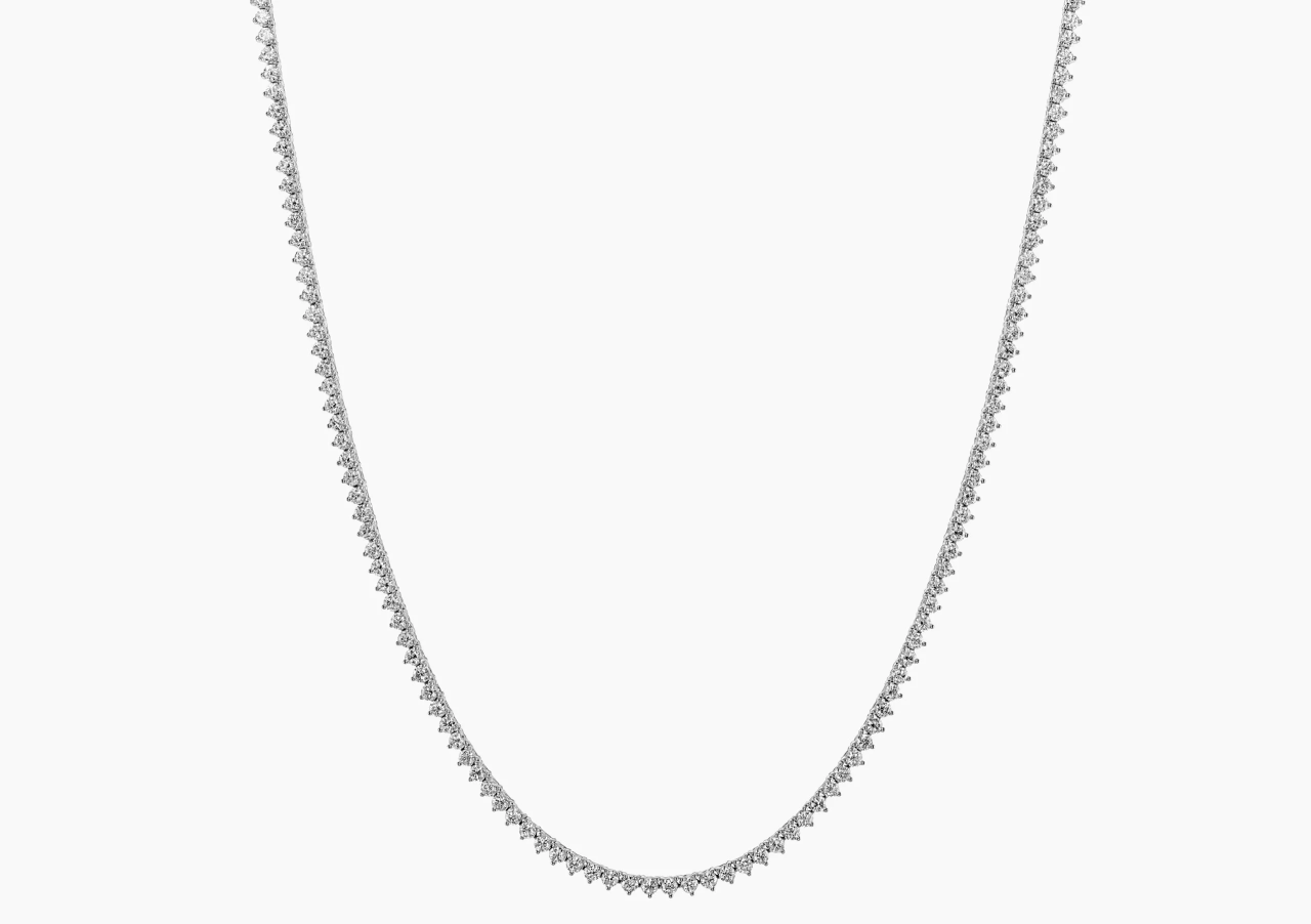18ct white gold 179=6.02ct diamond three claw tennis necklace