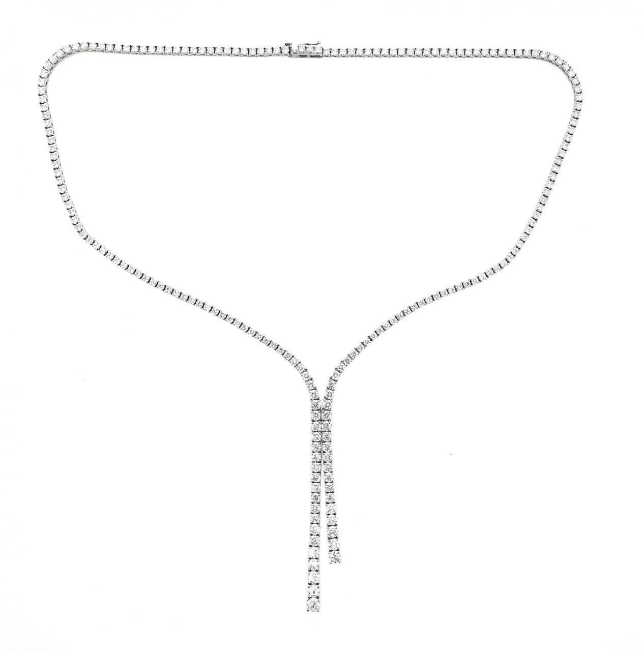 18ct white gold 8.95ct diamond drop tennis necklace