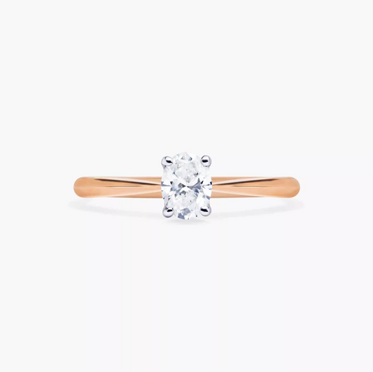 PUGLIA - 18ct rose and white gold oval brilliant cut diamond cross over underail ring.
