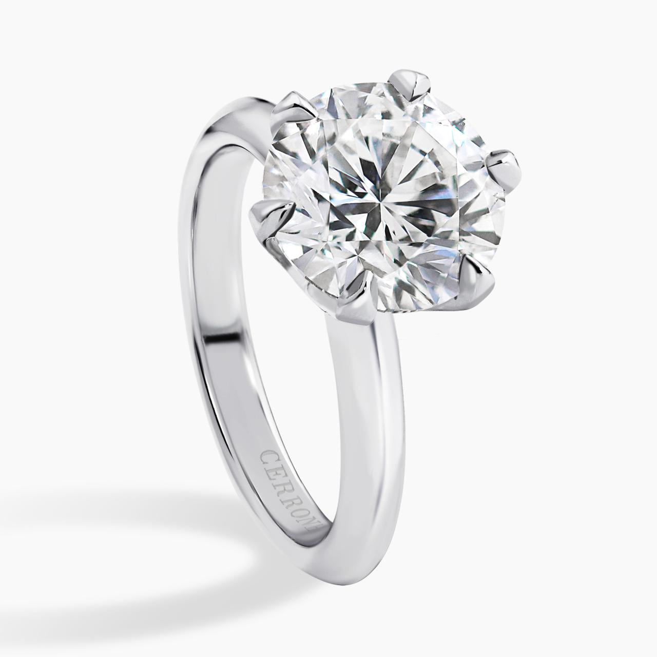 ROME - 18ct white gold 3.07ct Round brilliant cut LAB Grown diamond solitaire ring