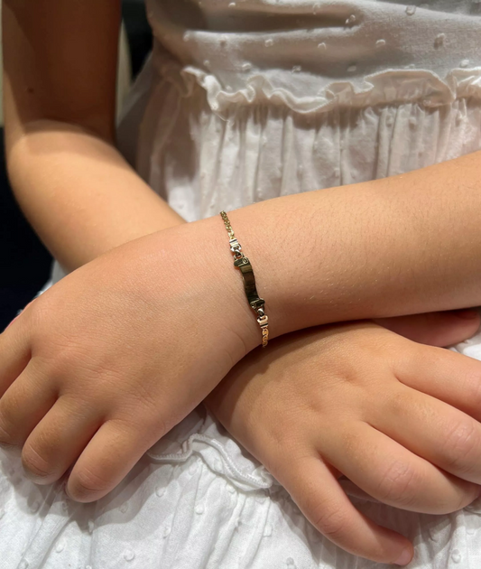 18ct White & Yellow Gold Baby ID Bracelet