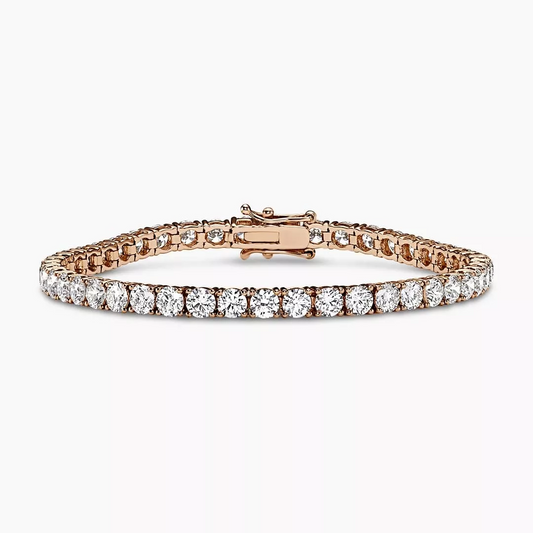 18ct rose gold 45=9.57ct diamond tennis bracelet
