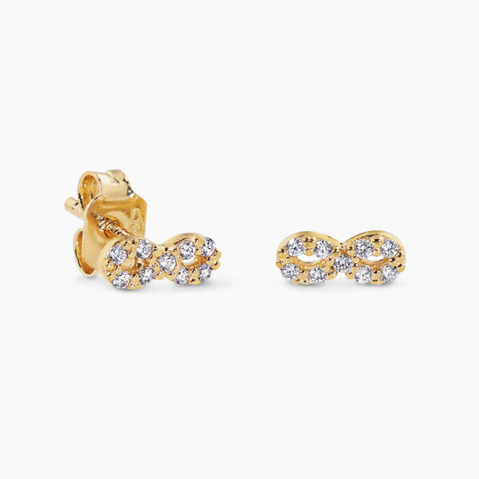 18ct yellow gold cubic zirconia infinity earrings