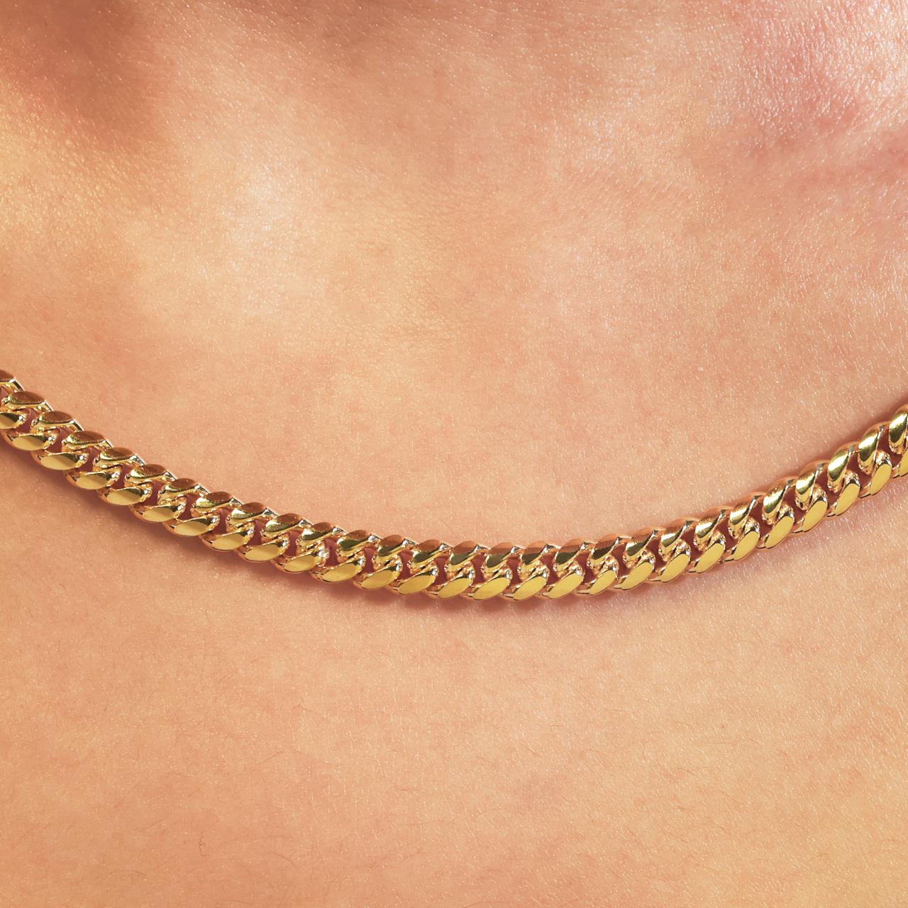 18ct yellow gold 60cm solid flat curb link chain
