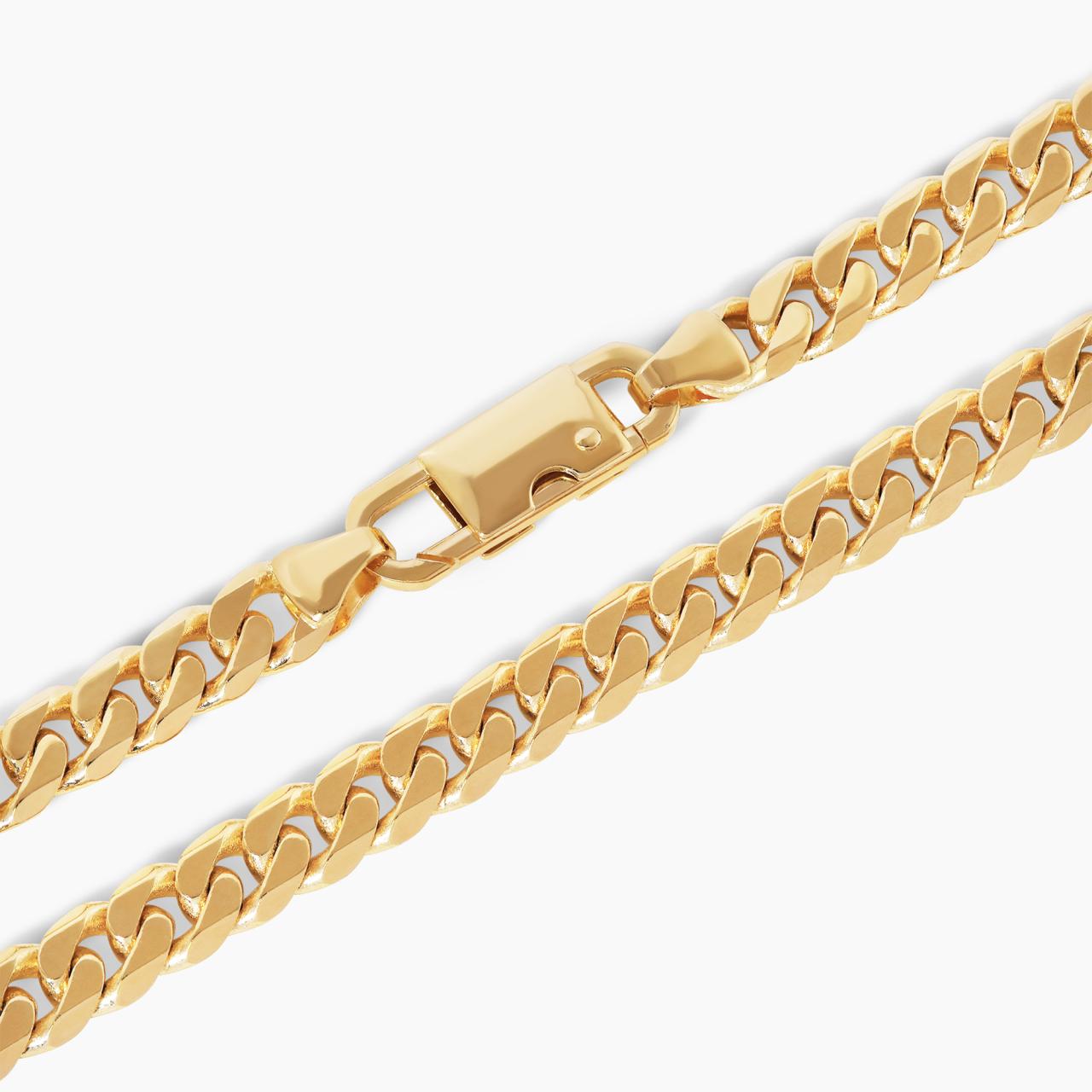 18ct yellow gold 60cm solid flat curb link chain with parrot clasp