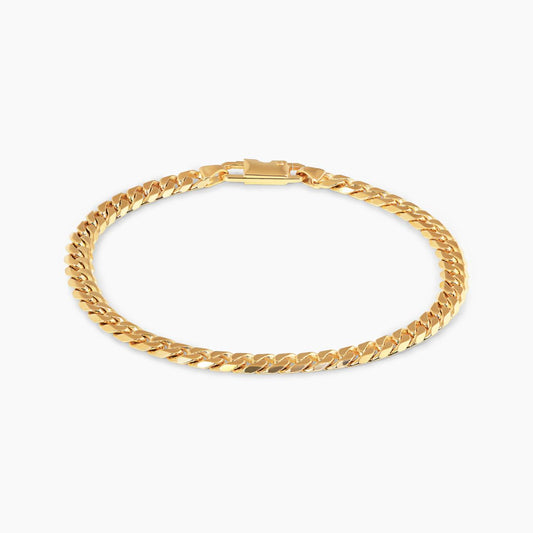 18ct yellow gold 21cm flat curb link solid bracelet